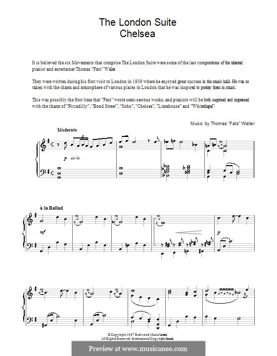 Chelsea (from The London Suite): Для фортепиано by Fats Waller