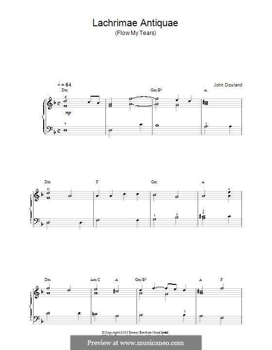 Flow My Tears (Lachrimae Antiquae): Для фортепиано by Джон Доуленд