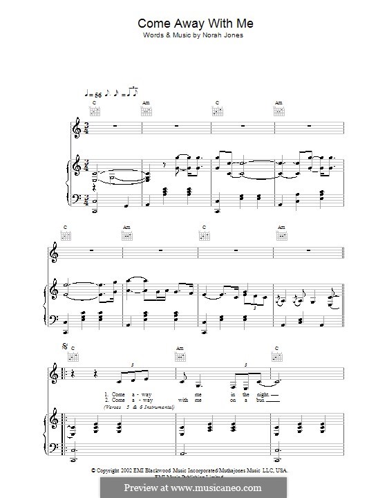 Come Away with Me: Для голоса и фортепиано (или гитары) by Norah Jones