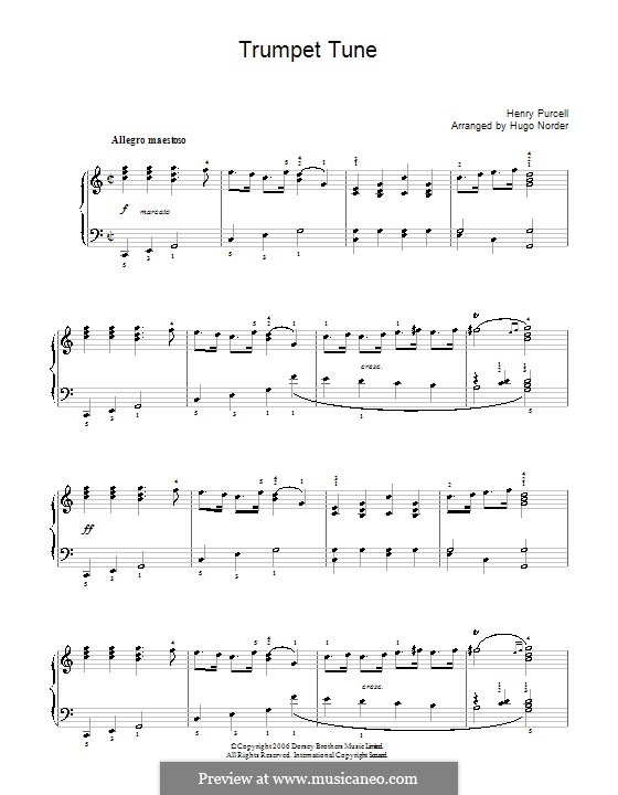 Trumpet tune and Air: Для фортепиано (соль мажор) by Генри Пёрсел