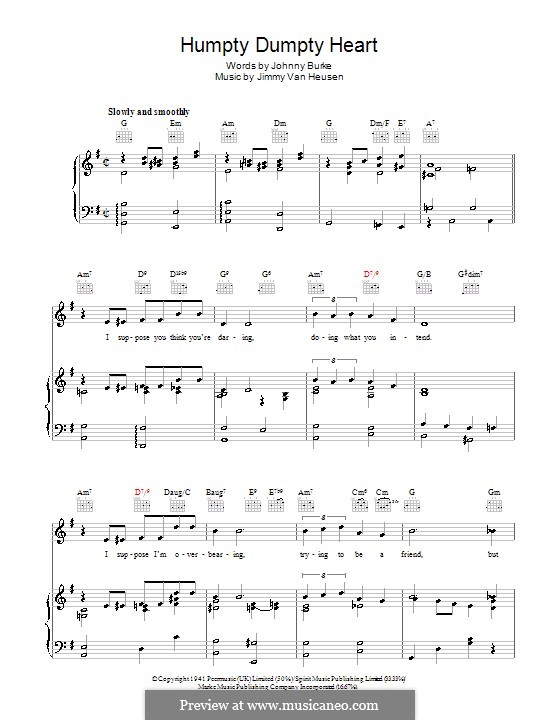 Humpty Dumpty Heart: Для голоса и фортепиано (или гитары) by Jimmy Van Heusen