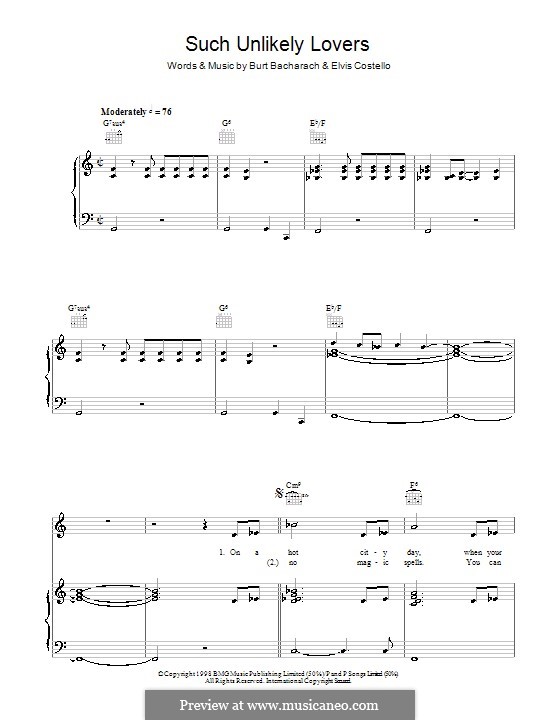 Such Unlikely Lovers: Для голоса и фортепиано (или гитары) by Burt Bacharach