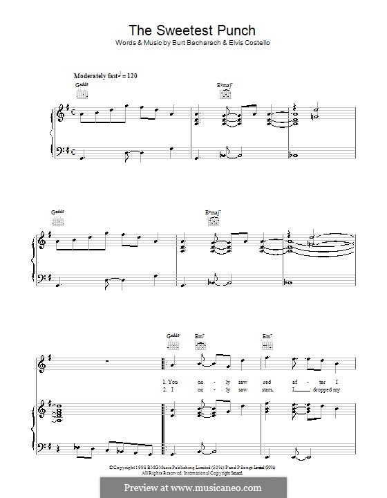 The Sweetest Punch: Для голоса и фортепиано (или гитары) by Burt Bacharach