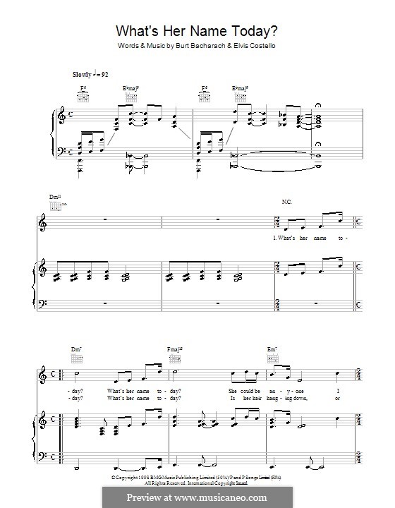 What's Her Name Today?: Для голоса и фортепиано (или гитары) by Burt Bacharach