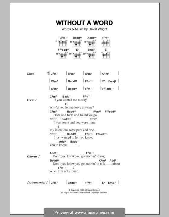 Without a Word (Headway): Текст и аккорды by David Wright