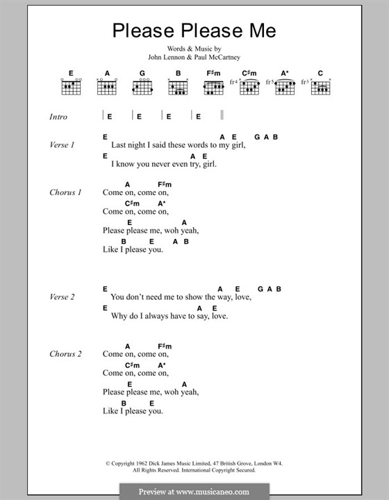 Please Please Me (The Beatles): Текст, аккорды by John Lennon, Paul McCartney