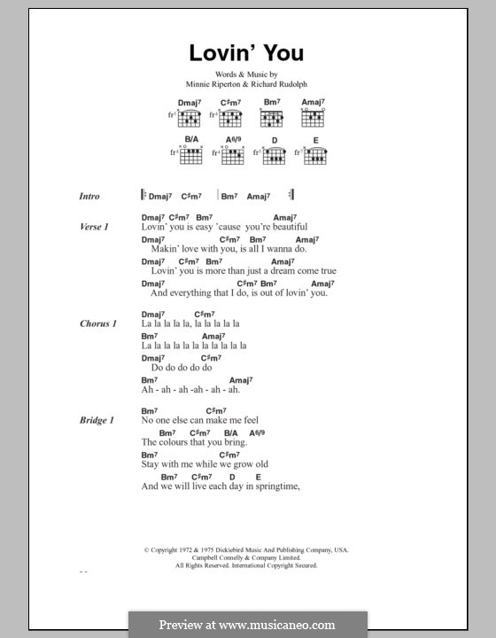 Lovin' You: Текст и аккорды by Minnie Riperton, Richard Rudolph