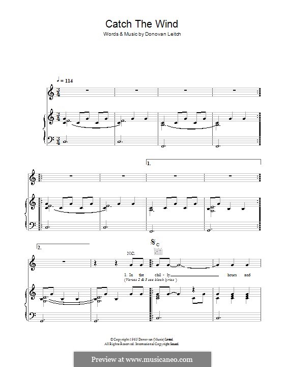 Catch the Wind: Для голоса и фортепиано (или гитары) by Donovan Leitch