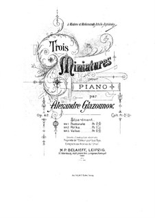 Три миниатюры для фортепиано, Op.42: Весь сборник by Александр Глазунов