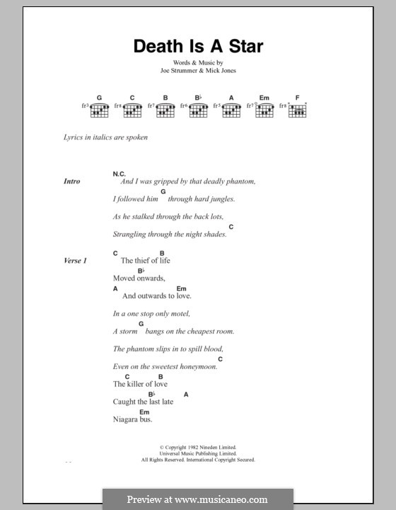 Death Is a Star (The Clash): Текст, аккорды by Joe Strummer, Mick Jones