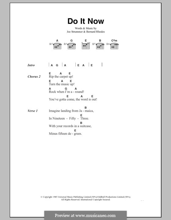 Do It Now (The Clash): Текст, аккорды by Bernard Rhodes, Joe Strummer