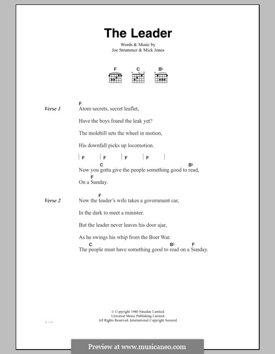 The Leader (The Clash): Текст, аккорды by Joe Strummer, Mick Jones