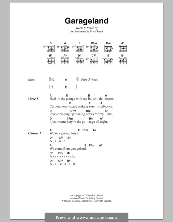 Garageland (The Clash): Текст, аккорды by Joe Strummer, Mick Jones