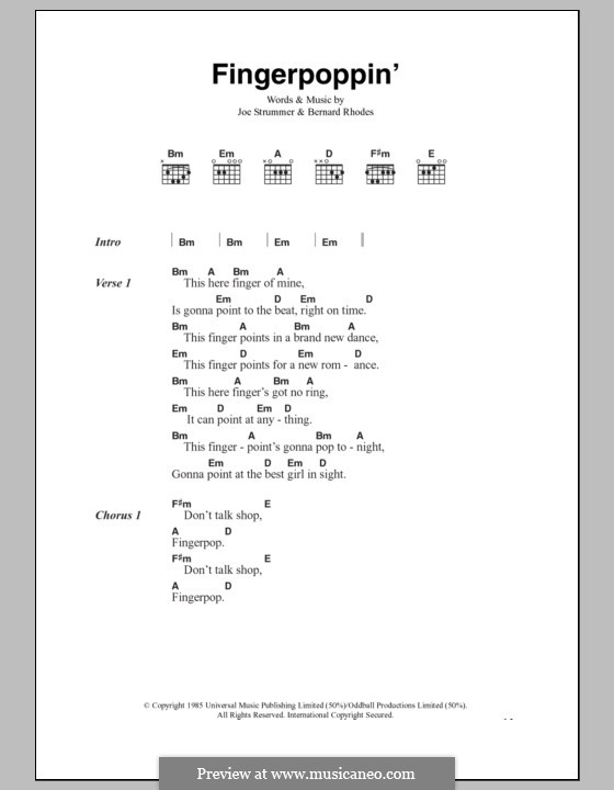 Fingerpoppin' (The Clash): Текст, аккорды by Bernard Rhodes, Joe Strummer