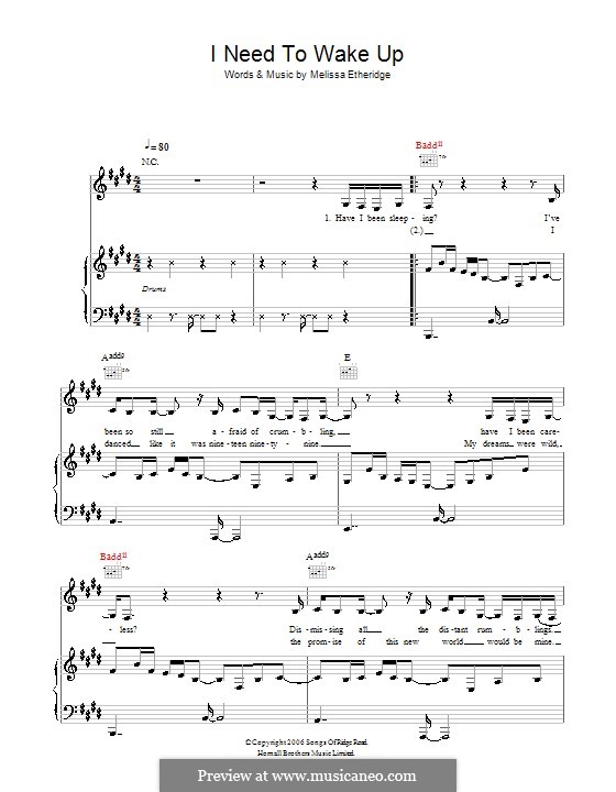 I Need to Wake Up: Для голоса и фортепиано (или гитары) by Melissa Etheridge