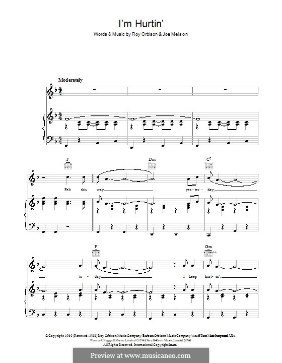I'm Hurtin': Для голоса и фортепиано (или гитары) by Joe Melson