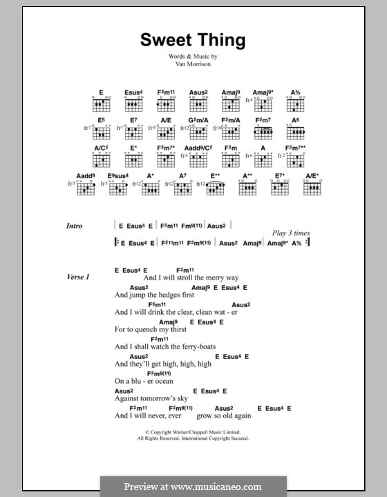 Sweet Thing: Текст, аккорды by Van Morrison