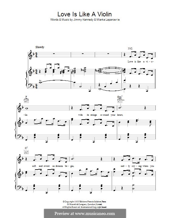 Love Is Like a Violin (Mon Coeur Est Un Violon): Для голоса и фортепиано (или гитары) by Jimmy Kennedy
