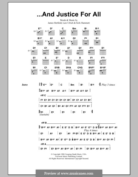 ...And Justice for All (Metallica): Текст, аккорды by James Hetfield, Kirk Hammett, Lars Ulrich