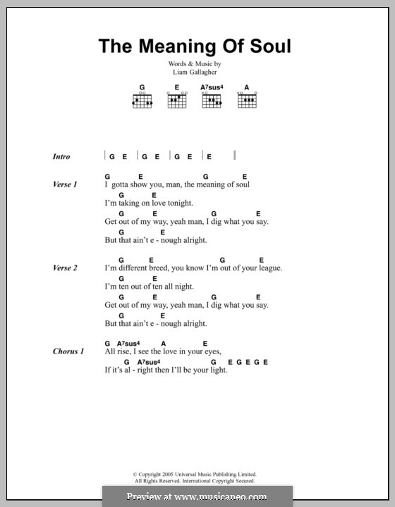 The Meaning of Soul (Oasis): Текст, аккорды by Liam Gallagher