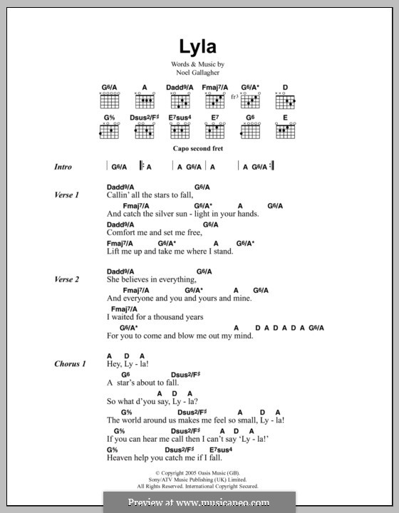 Lyla (Oasis): Текст, аккорды by Noel Gallagher
