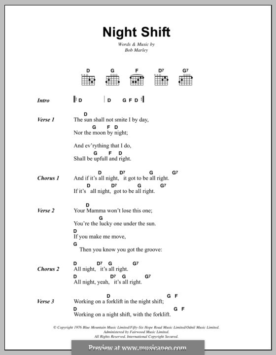 Night Shift: Текст, аккорды by Bob Marley