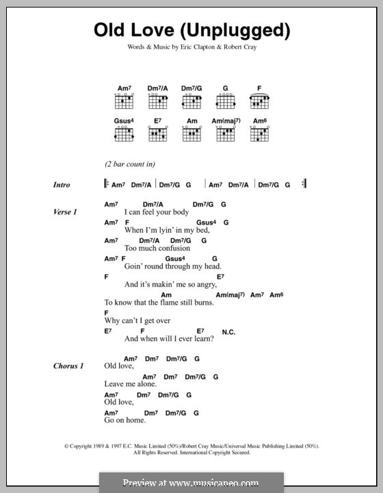 Old Love: Текст, аккорды by Eric Clapton, Robert Cray