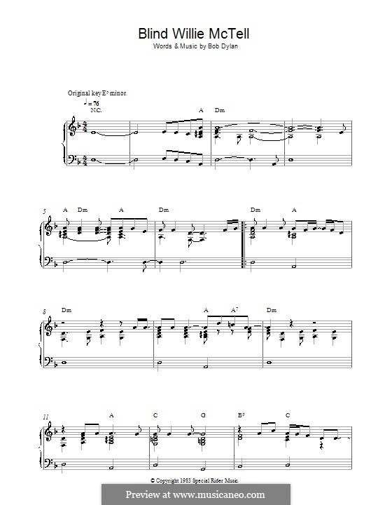 Blind Willie McTell: Для фортепиано by Bob Dylan