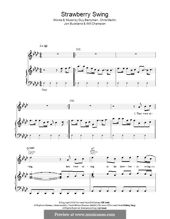 Strawberry Swing (Coldplay): Для голоса и фортепиано (или гитары) by Chris Martin, Guy Berryman, Jonny Buckland, Will Champion
