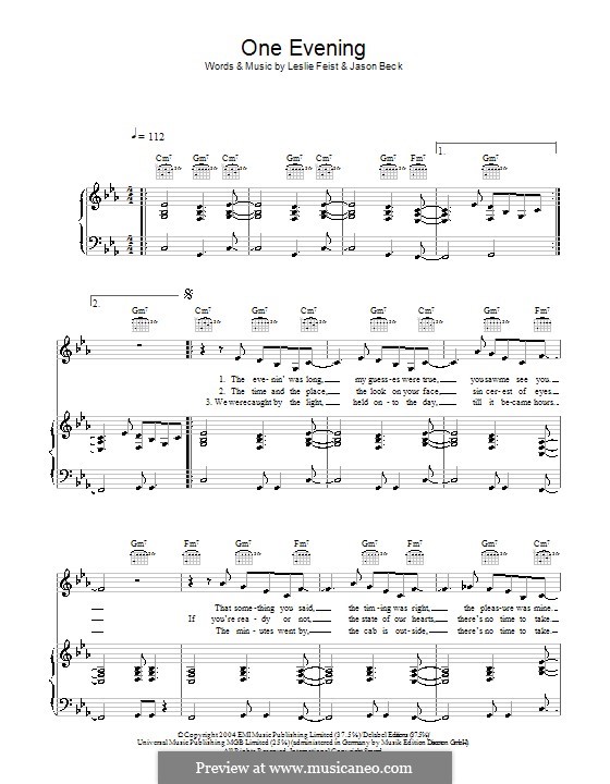 One Evening (Feist): Для голоса и фортепиано (или гитары) by Jason Beck, Leslie Feist