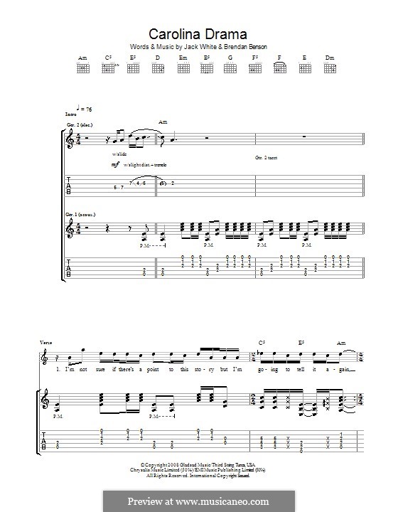Carolina Drama (The Raconteurs): Гитарная табулатура by Brendan Benson, Jack White