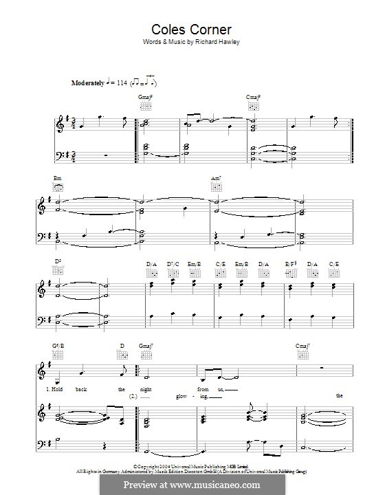Coles Corner: Для голоса и фортепиано (или гитары) by Richard Hawley