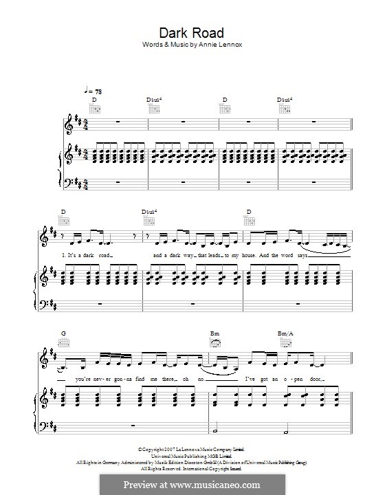 Dark Road: Для голоса и фортепиано (или гитары) by Annie Lennox