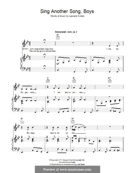Sing Another Song, Boys: Для голоса и фортепиано (или гитары) by Leonard Cohen