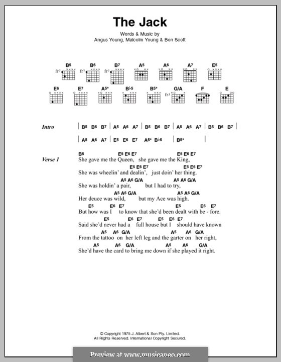 The Jack (AC/DC): Текст, аккорды by Angus Young, Malcolm Young, Ronald Scott