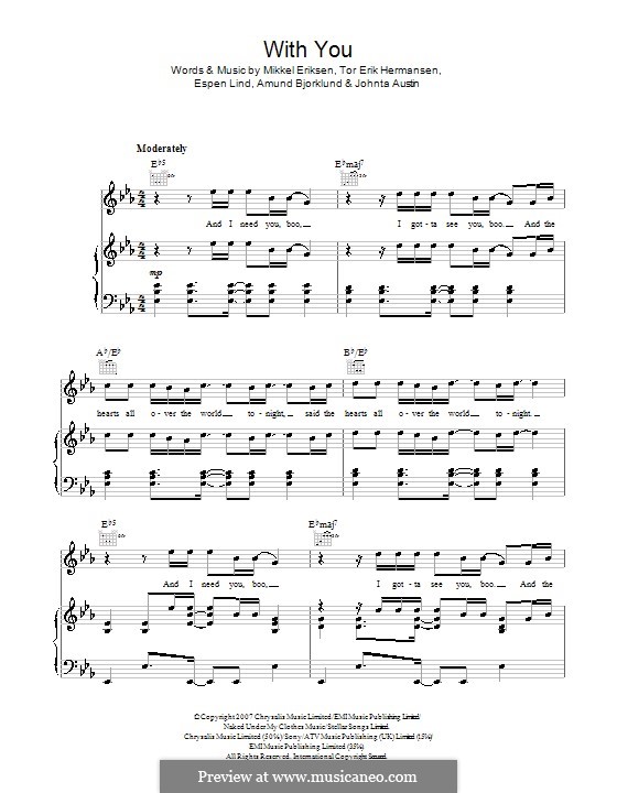 With You (Chris Brown): Для голоса и фортепиано (или гитары) by Amund Bjorklund, Espen Lind, Johntá Austin, Mikkel Storleer Eriksen, Tor Erik Hermansen