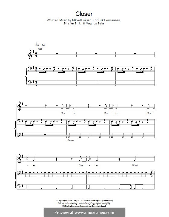 Closer (Ne-Yo): Для голоса и фортепиано (или гитары) by Magnus Beite, Mikkel Storleer Eriksen, Ne-Yo, Tor Erik Hermansen