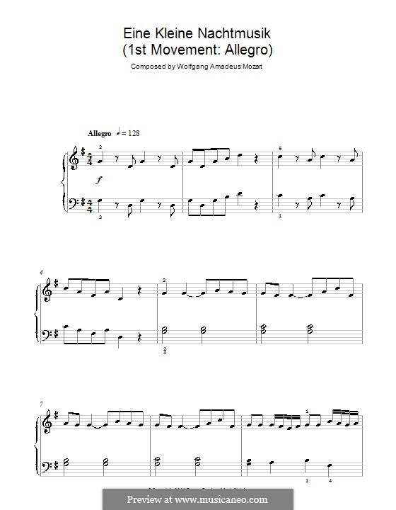 Allegro, for piano: Для одного исполнителя by Вольфганг Амадей Моцарт