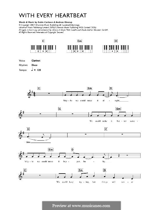 With Every Heartbeat (Robyn): Для клавишного инструмента by Andreas Kleerup, Robin Carlsson