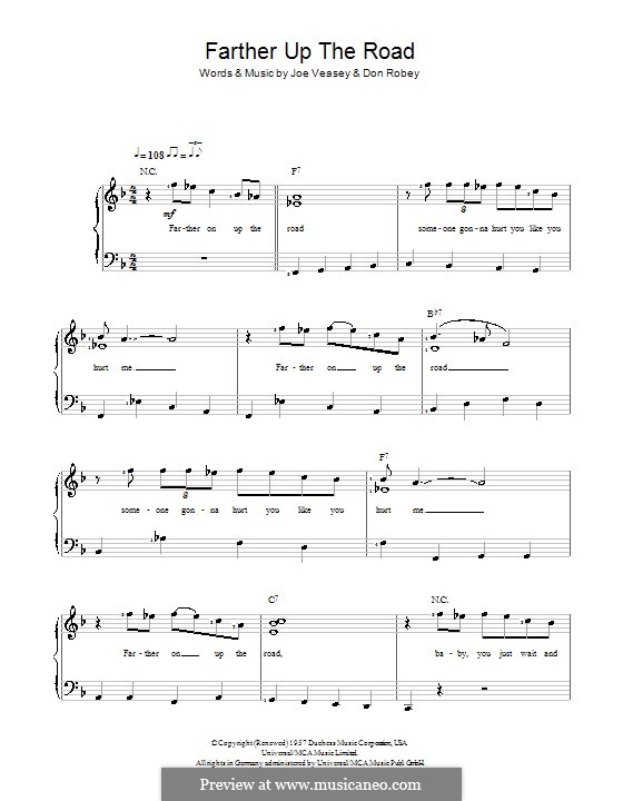 Farther Up the Road (Bobby 'Blue' Bland): Для фортепиано (легкий уровень) by Don Robey, Joe Veasey