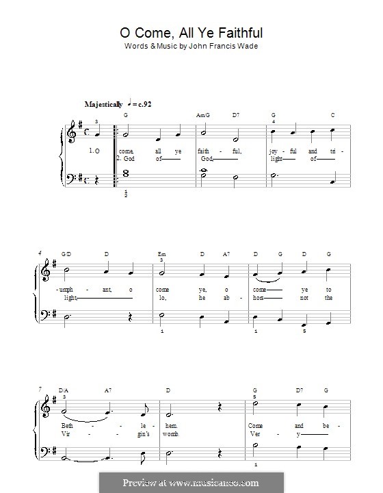 Piano version: Версия для начинающего пианиста (с аккордами) by Джон Фрэнсис Уэйд