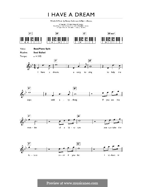 I Have a Dream (ABBA): Для клавишного инструмента by Benny Andersson, Björn Ulvaeus