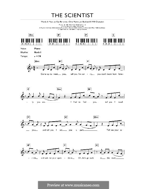 The Scientist (Coldplay): Для клавишного инструмента by Chris Martin, Guy Berryman, Jonny Buckland, Will Champion