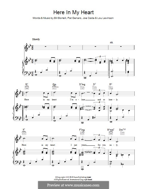 Here In My Heart (Al Martino): Here In My Heart (Al Martino) by William Borrelli, Joe Csida, Lou Levinson, Pat Genaro