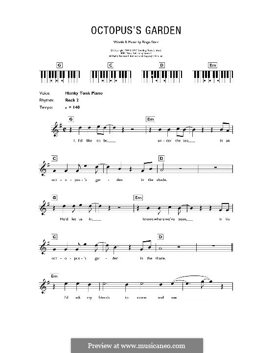 Octopus's Garden (The Beatles): Для клавишного инструмента by Ringo Starr