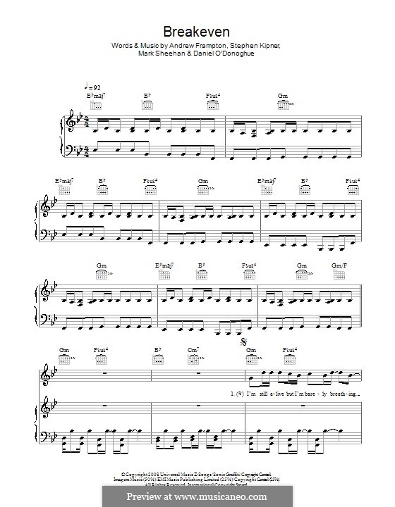 Breakeven (The Script): Для голоса и фортепиано (или гитары) by Andrew Frampton, Danny O'Donoghue, Mark Sheehan, Stephen Alan Kipner