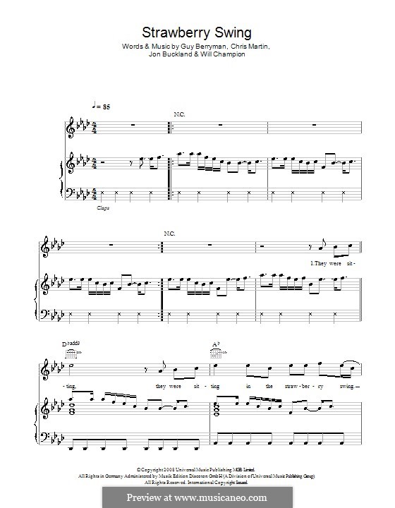 Strawberry Swing (Coldplay): Для голоса и фортепиано (или гитары) by Chris Martin, Guy Berryman, Jonny Buckland, Will Champion