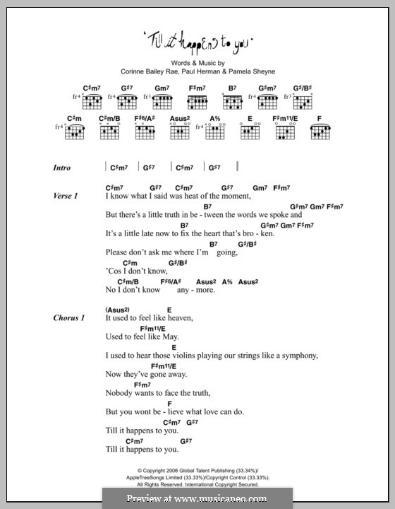 Till It Happens To You (Corinne Bailey Rae): Текст, аккорды by Pamela Sheyne, Paul Herman