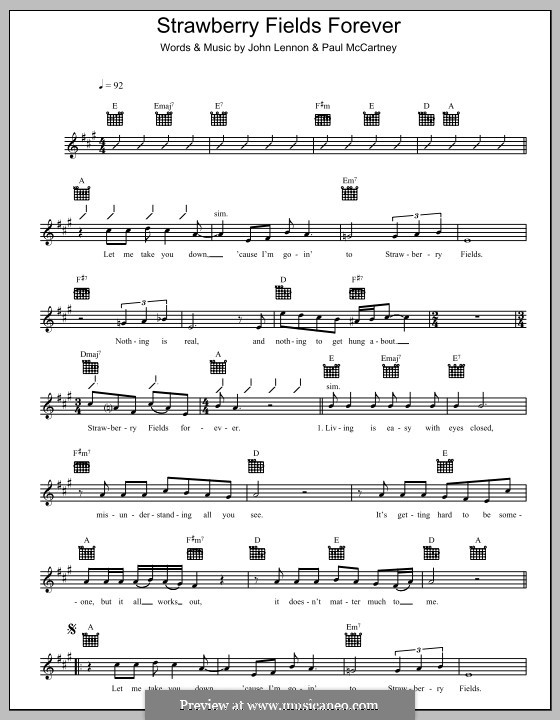 Strawberry Fields Forever (The Beatles): Мелодия, текст и аккорды by John L...