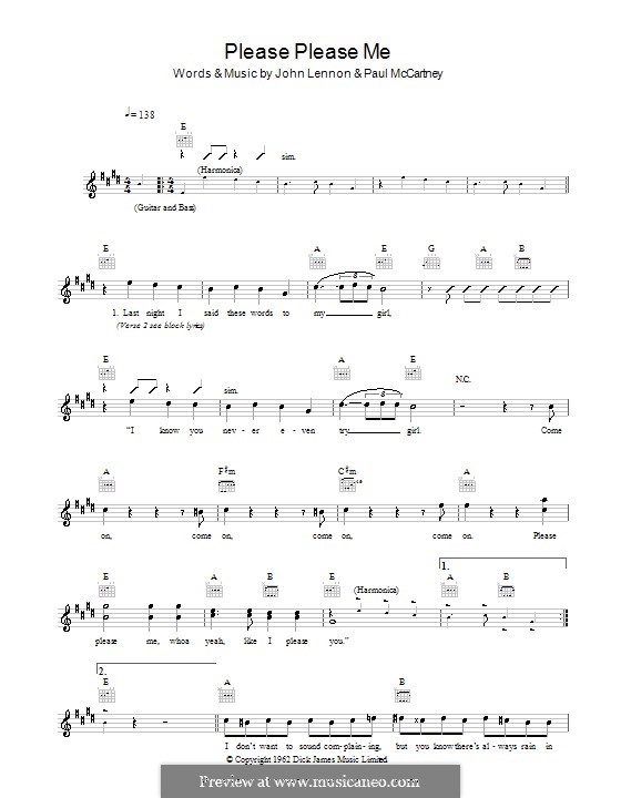 Please Please Me (The Beatles): Мелодия, текст и аккорды by John Lennon, Paul McCartney
